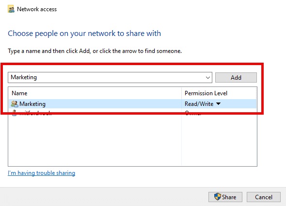 How to Set Share Permissions 2
