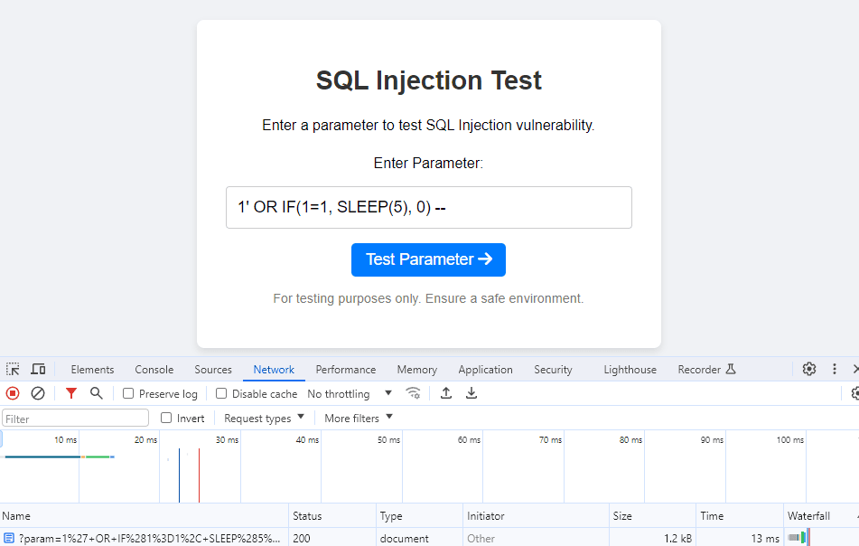 Running payloads sqli 2