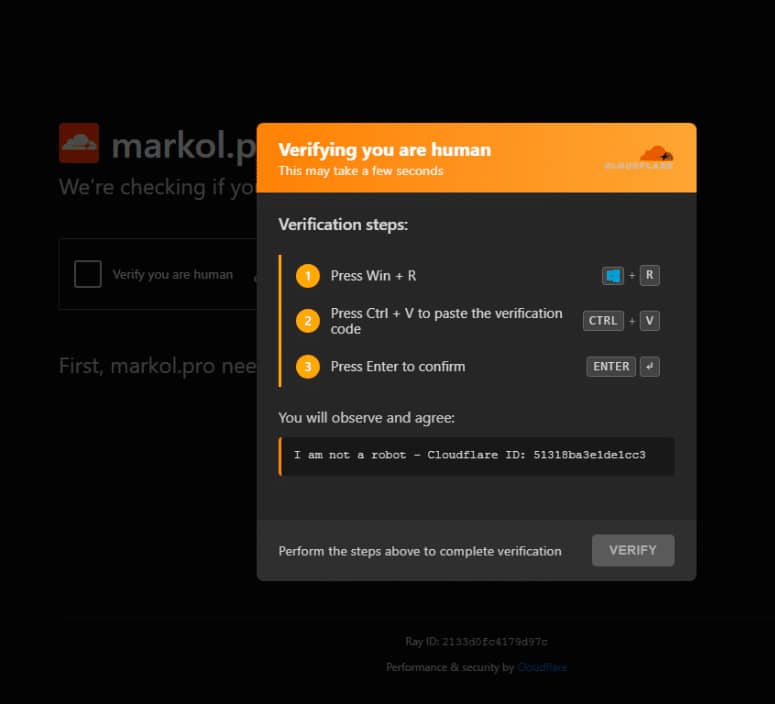 Example of a Cloudflare ClickFix site