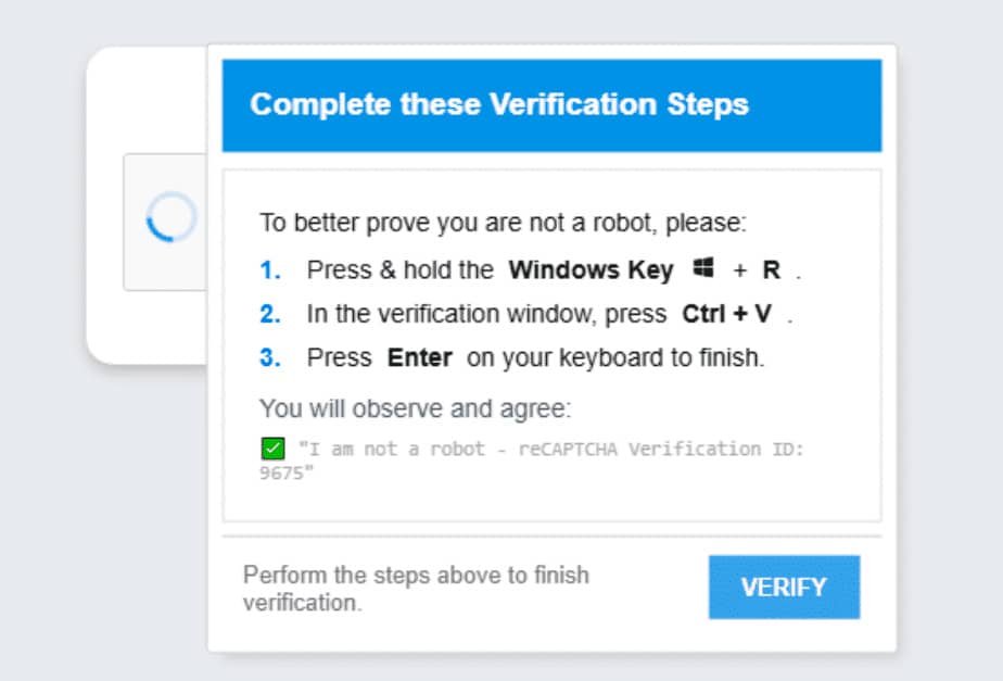 Example of a reCAPTCHA ClickFix site