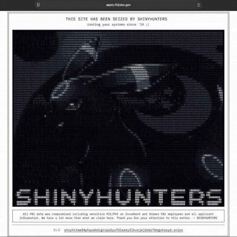 The defaced FBI recruiting portal, September 21, 2026.